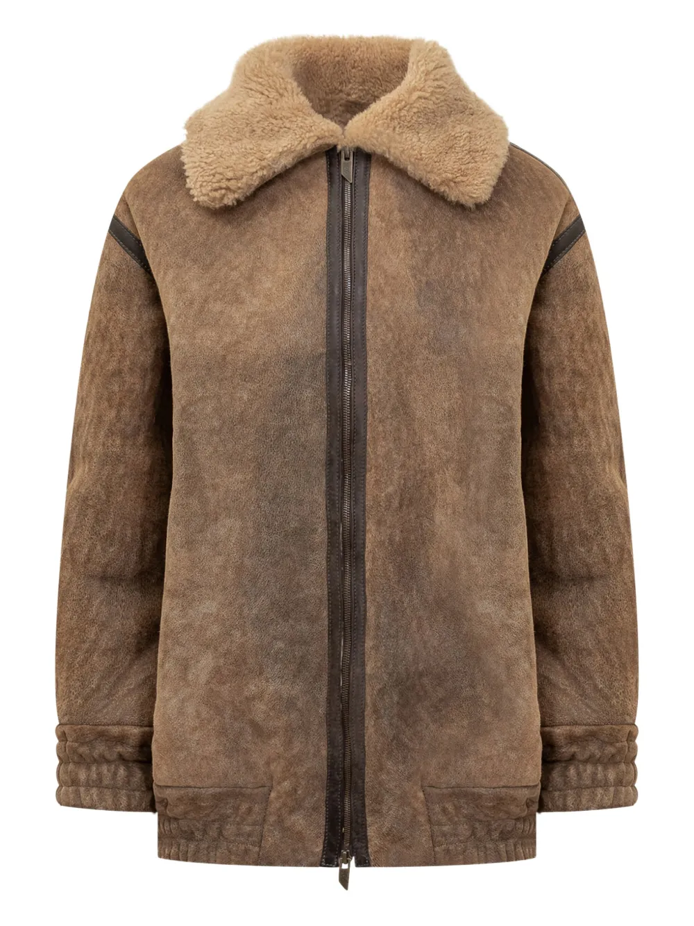 Salvatore Santoro shearling-collar coat | بني | Image 1