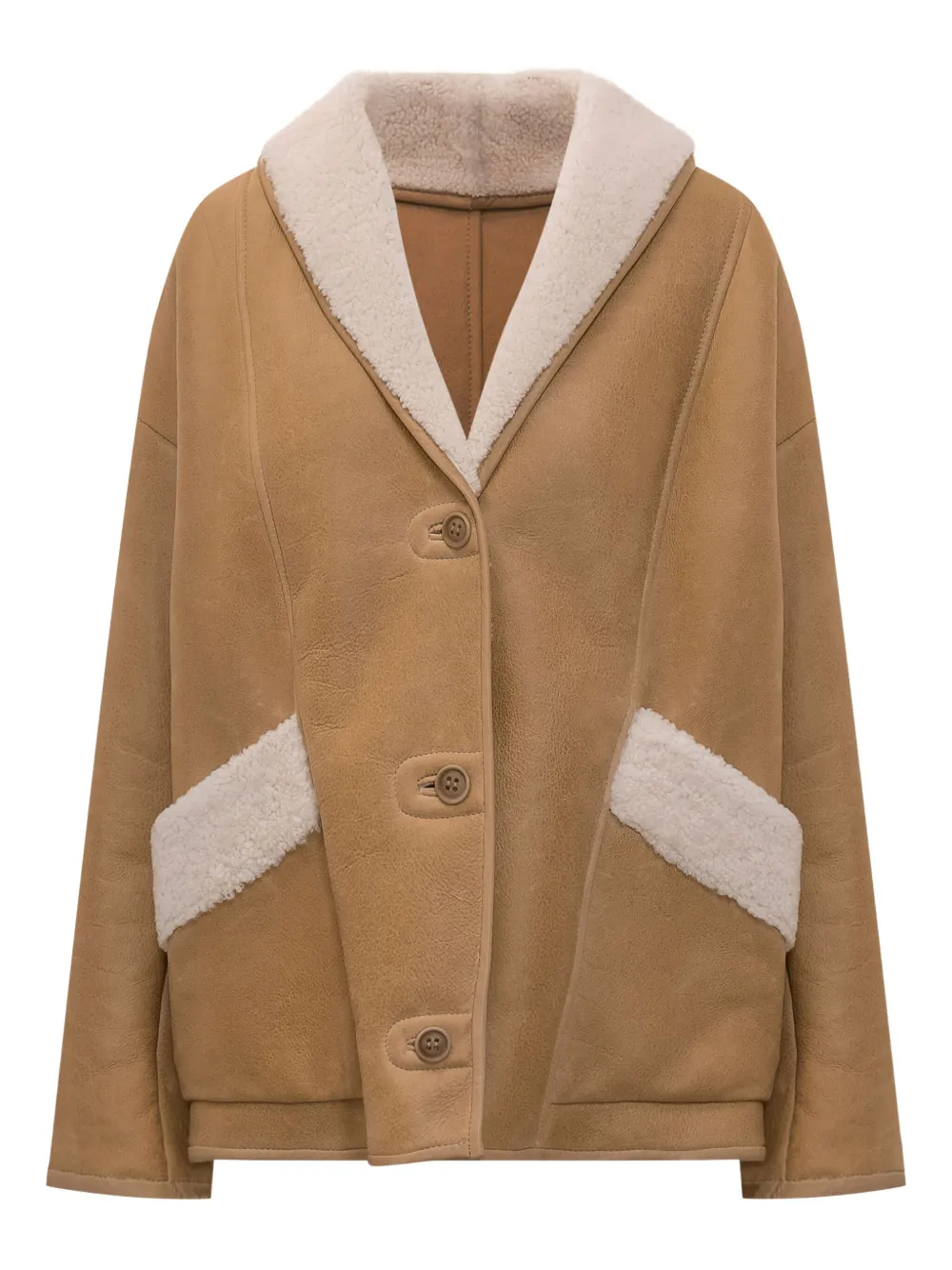 Salvatore Santoro sheepskin panelled coat | Brown | Image 1