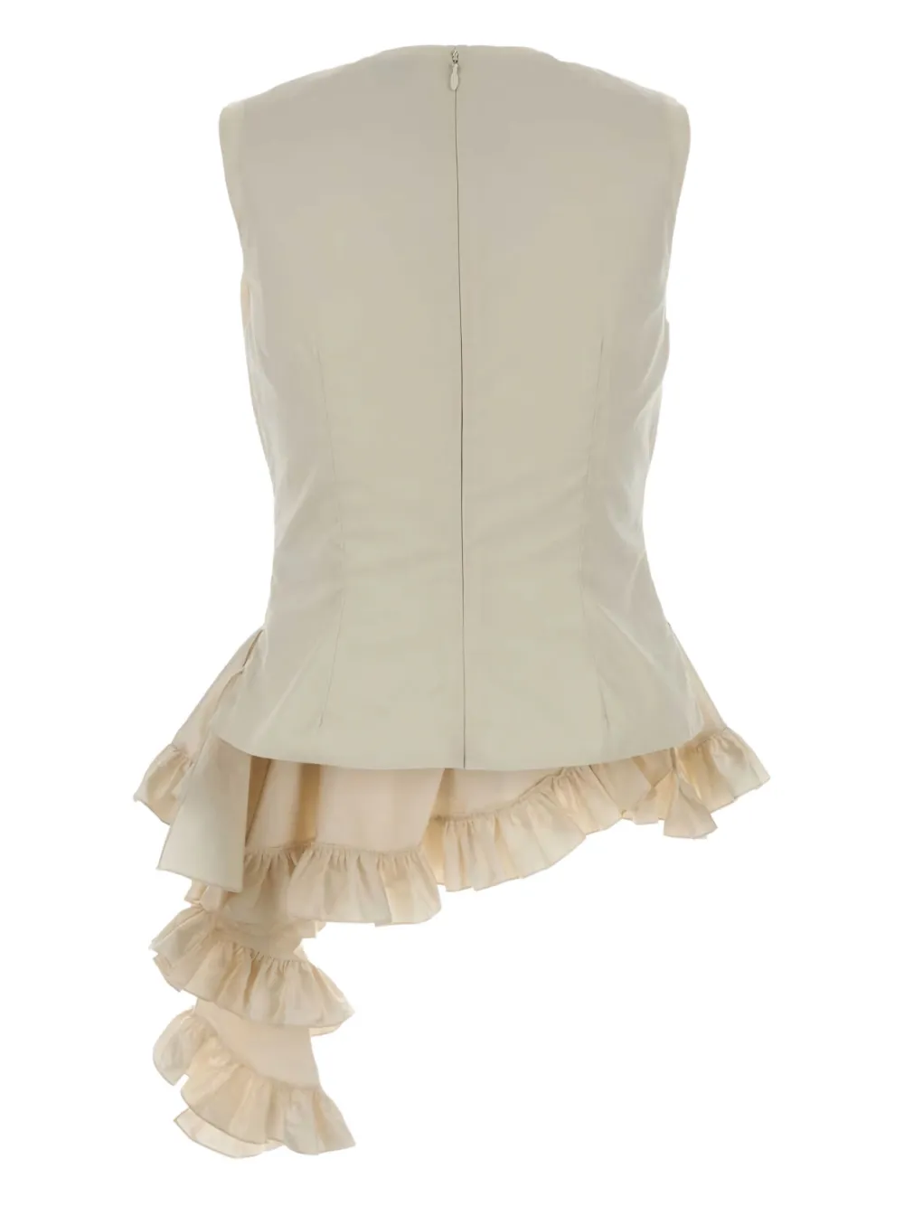 Alexander Mcqueen Asymmetric Sleeveless Top Ruffle Detail In Neutral