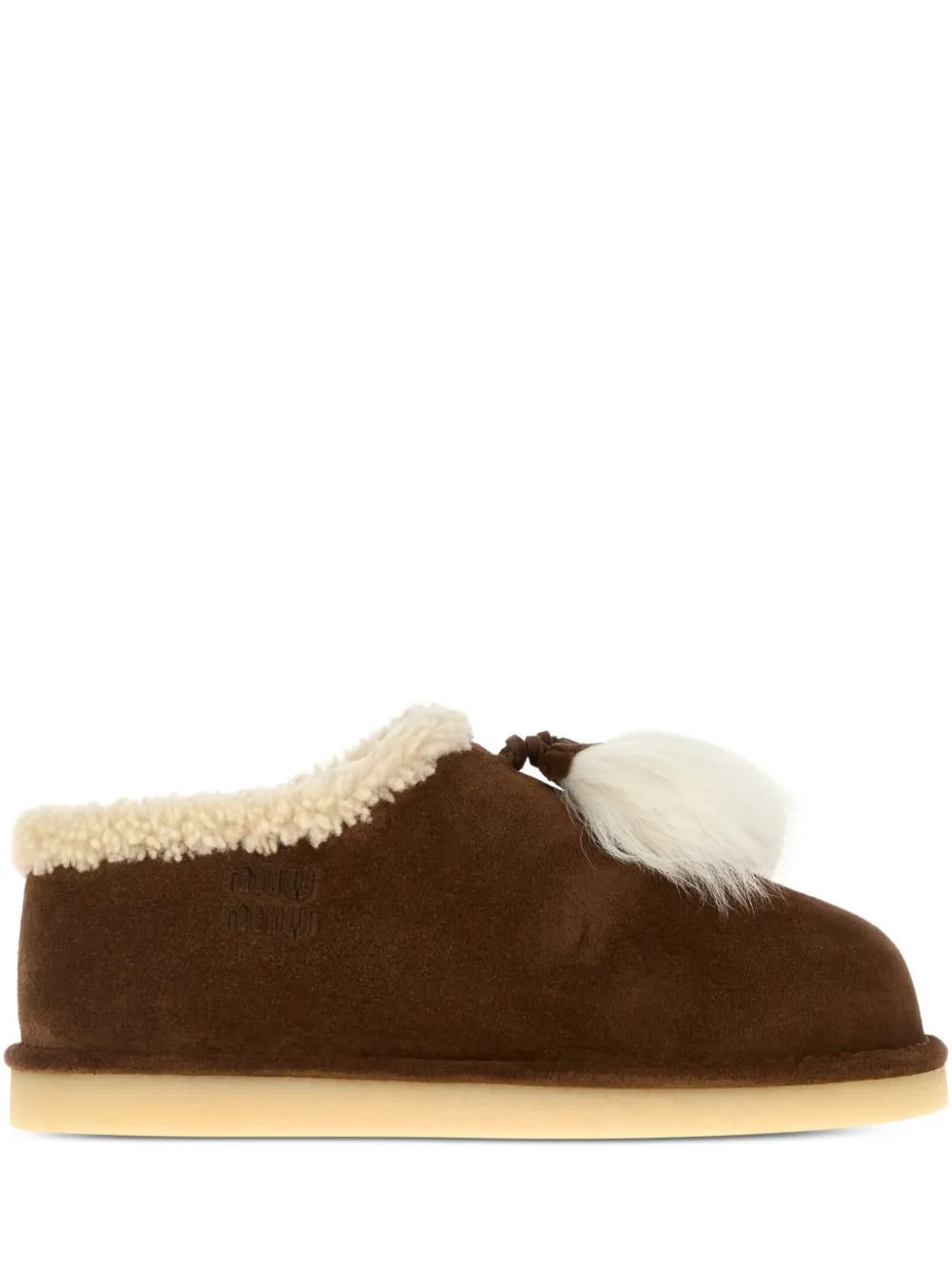 Miu Loafers met lammy afwerking en kwastje Bruin