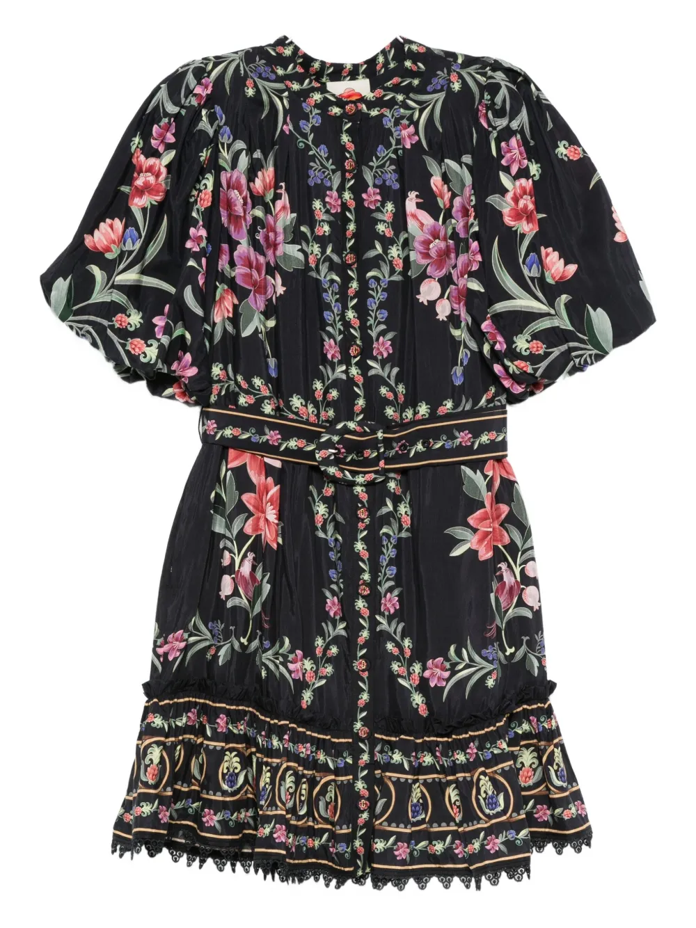 Farm Rio Belle Garden Floral-print Cotton-blend Mini Dress In Multi