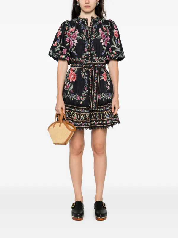 FARM Rio Belle Garden Dress | Black | FARFETCH JO