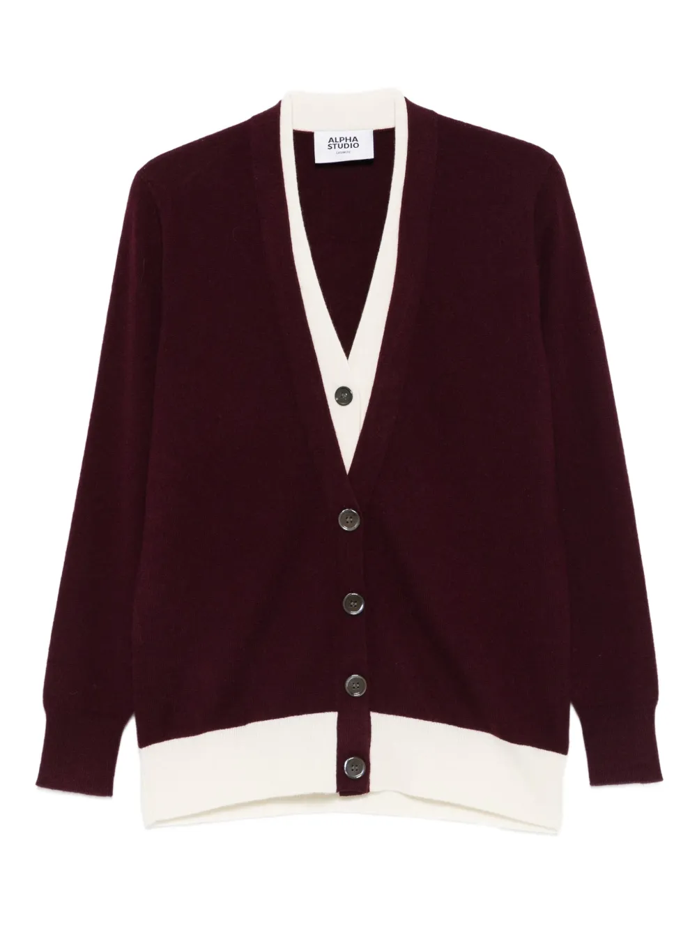 ALPHA STUDIO contrast-trim cardigan | Red | Image 1