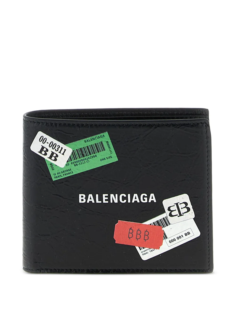 Balenciaga Embellished Lambskin Wallet In Black