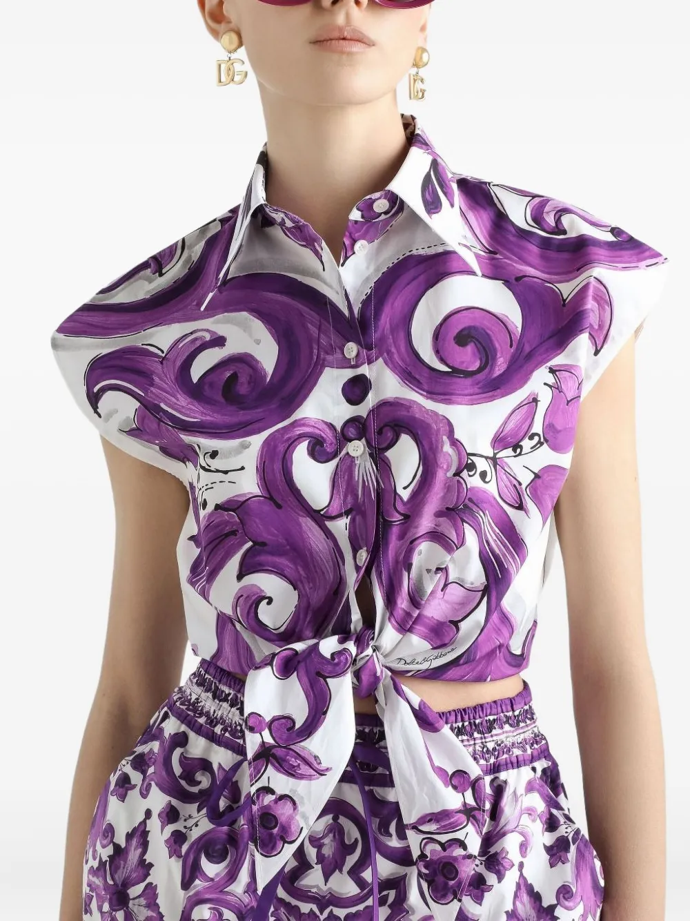 Dolce & Gabbana Majolica-print Shirt In Purple