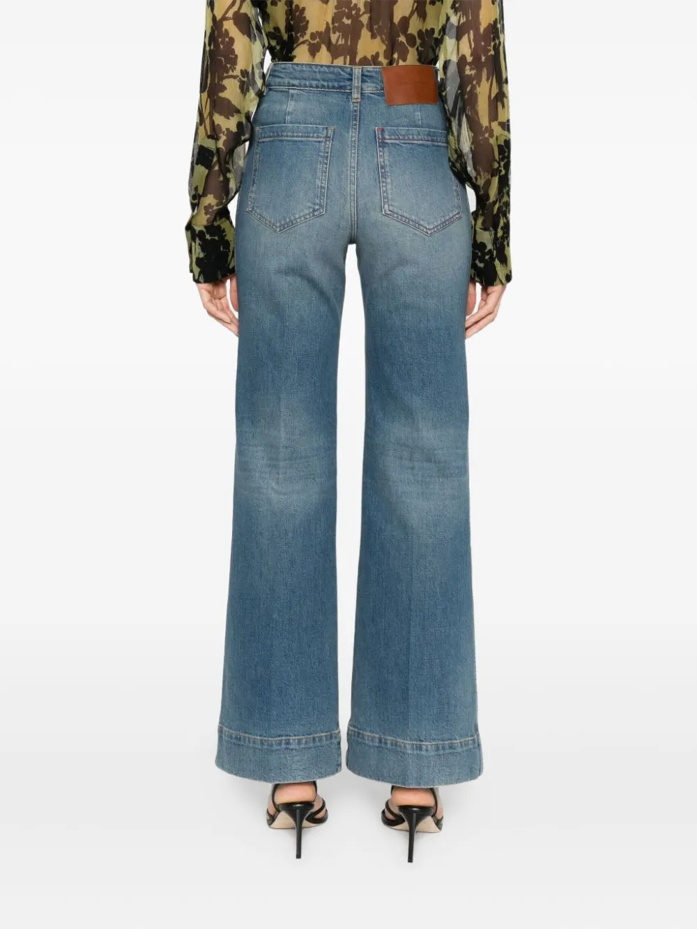 Victoria Beckham Jeans met logopatch Blauw