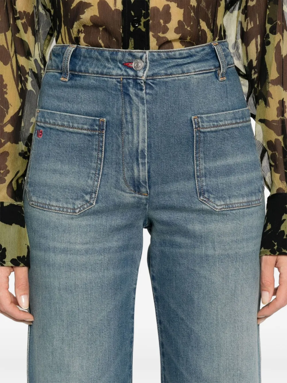 Victoria Beckham Jeans met logopatch Blauw