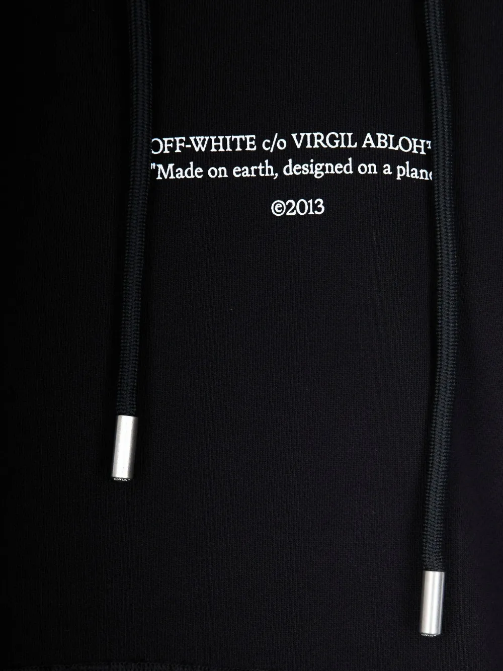 Off-white Logo Printed Drawstring Hoodie In Black