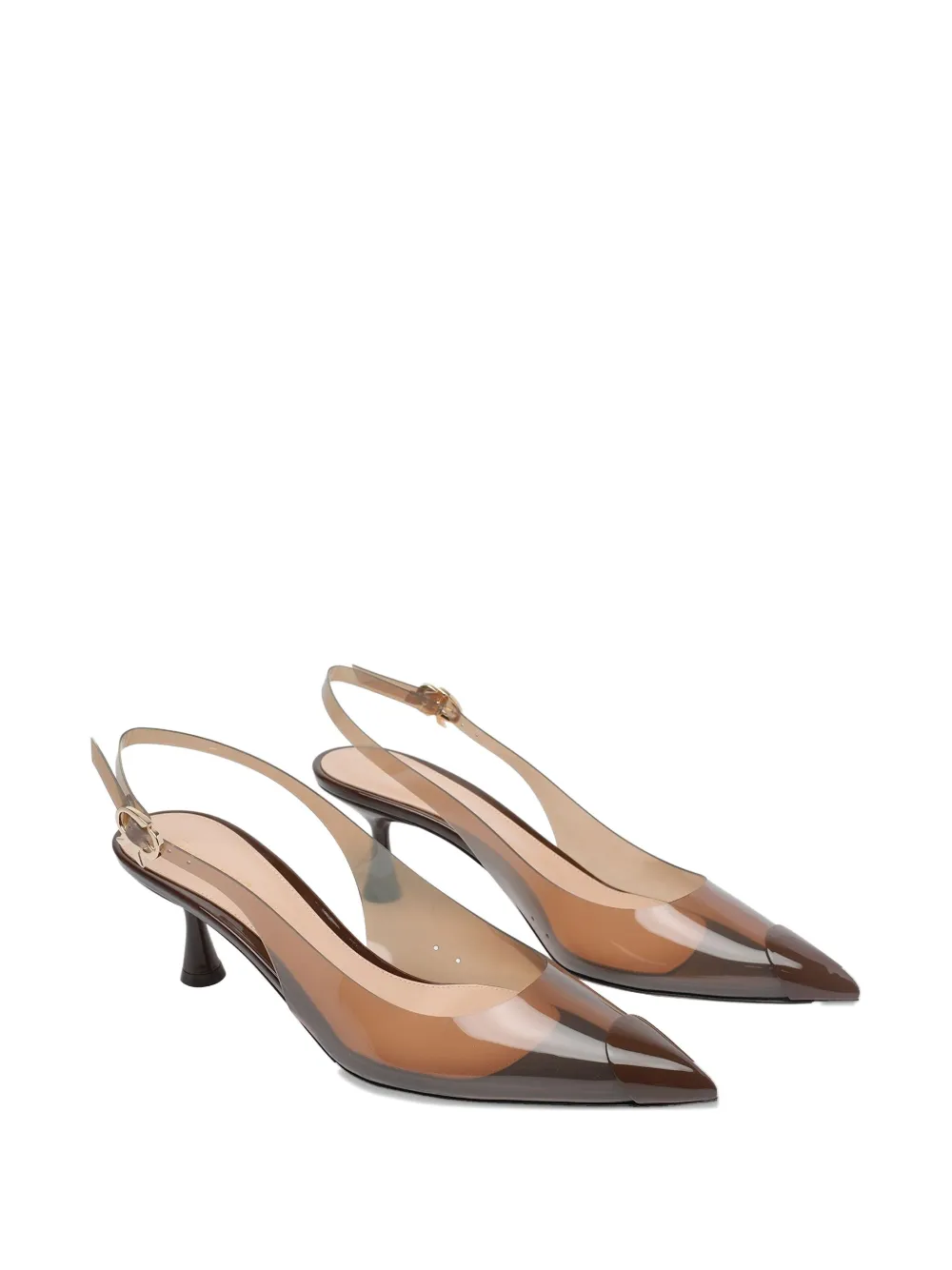 Gianvito Rossi slingback transparent-toe pumps Brown