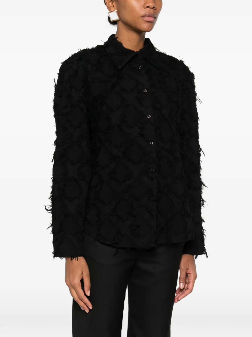  Séfr Willa Fringed Shirt - Black 