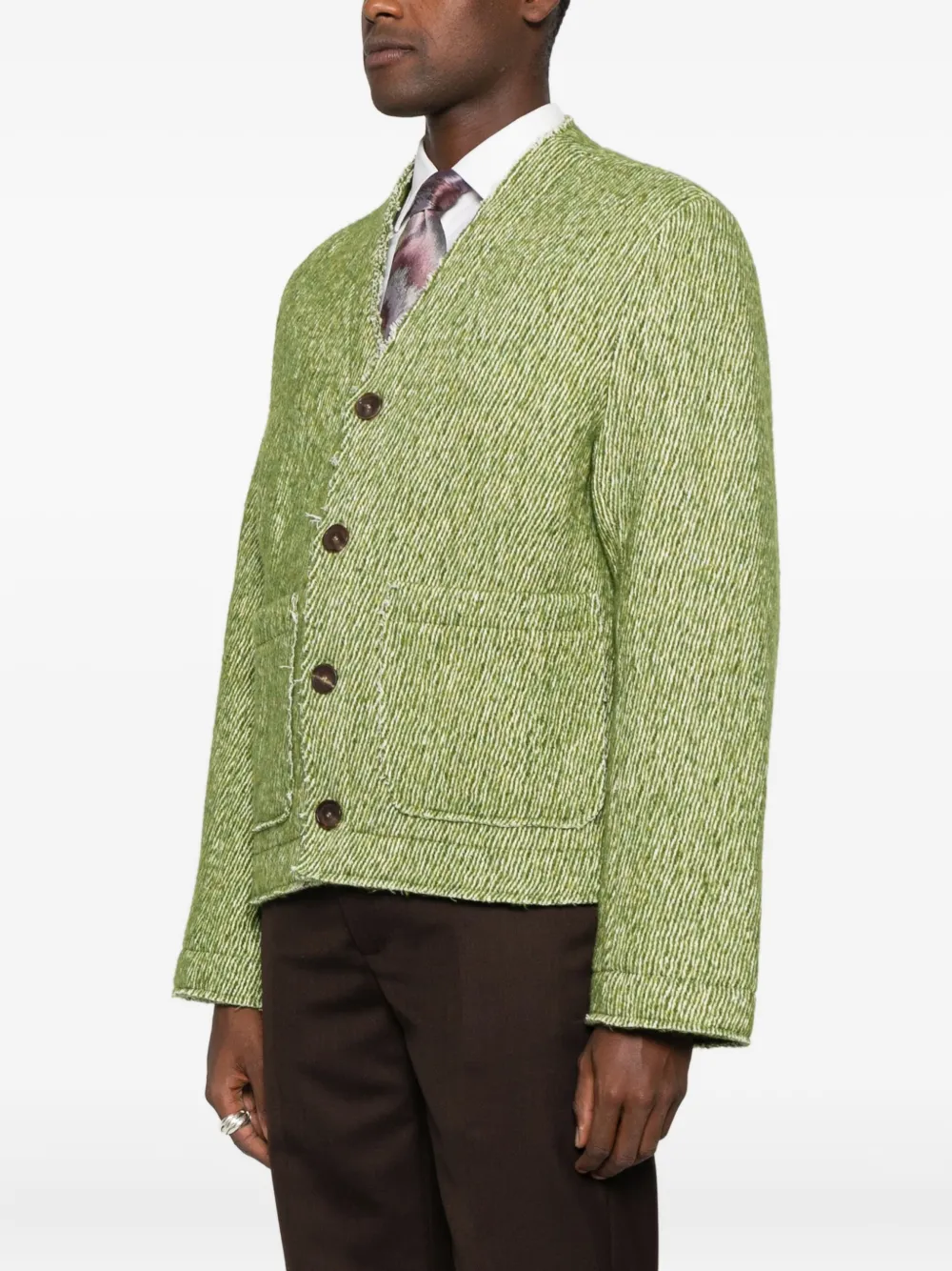 Séfr Buttoned Patch-pocket Cardigan In Green