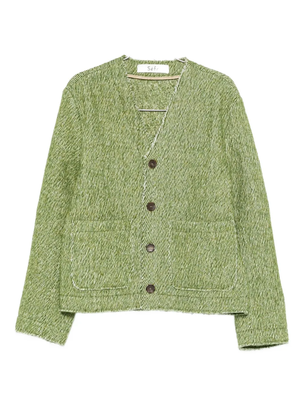 Séfr Buttoned Patch-pocket Cardigan In Green