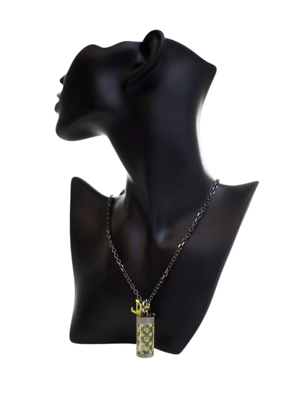 Louis Vuitton Pre-Owned 2021 Palladium Plated Monogram Message In A Bottle Pendant Necklace costume necklace | Silver | Image 1