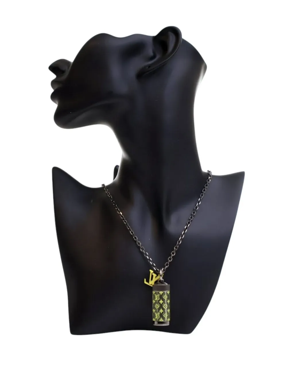 Pre-owned Louis Vuitton 2021 Palladium Plated Monogram Message In A Bottle Pendant Necklace Costume Necklace In Silver