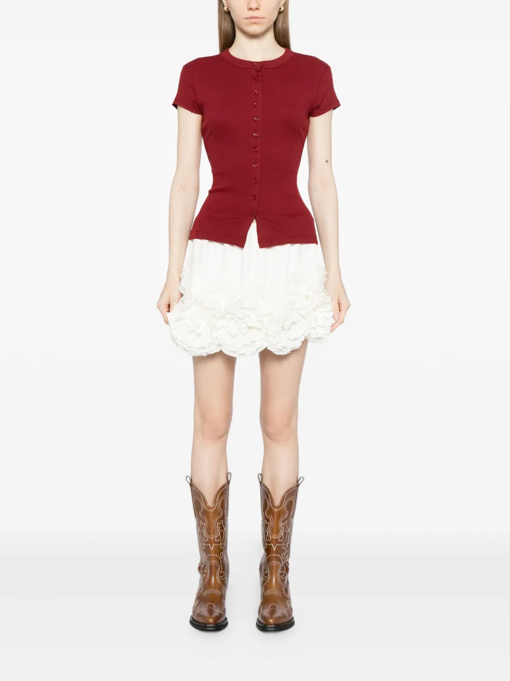 Reformation Raelynn Knit Top In Red