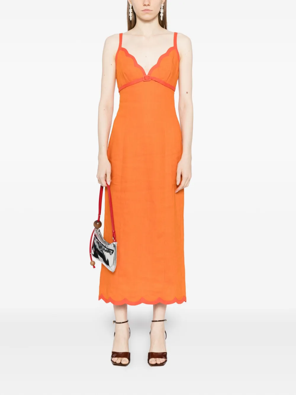 Reformation Sara Linen Dress Es In Orange