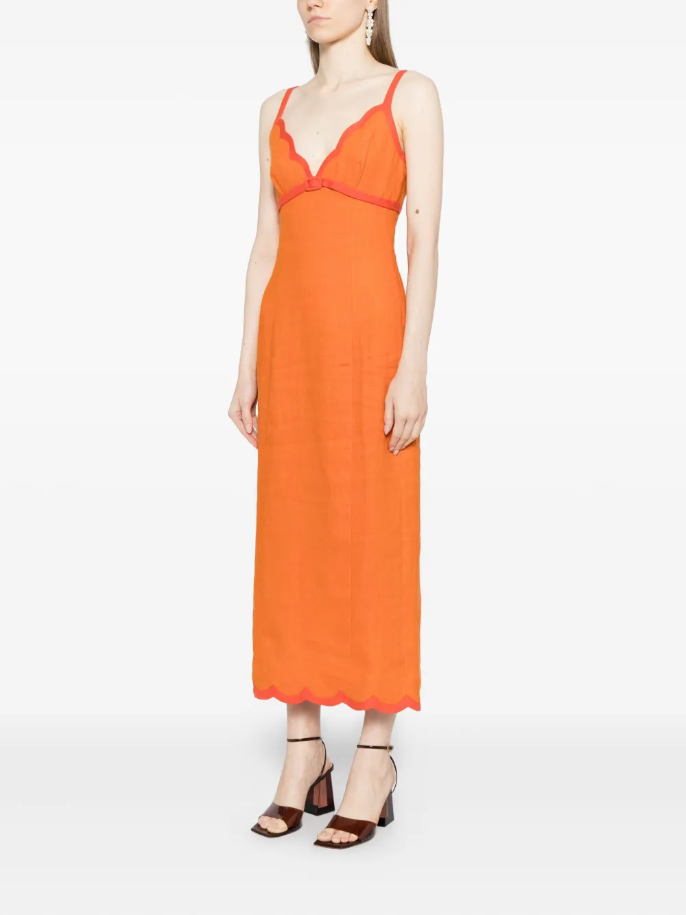 Reformation Sara Linen Dress Es In Orange