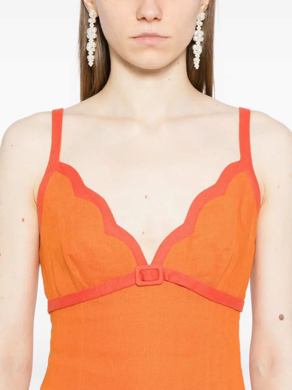 Reformation Sara Linen Dress Es In Orange