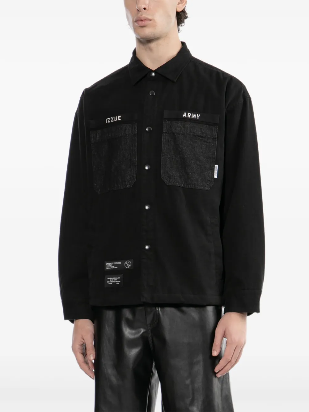 izzue Shirtjack met logopatch Zwart