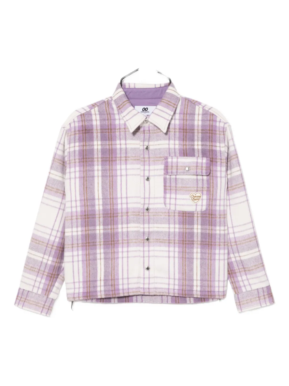 CHOCOOLATE logo-embroidered checked shirt | Purple | Image 1
