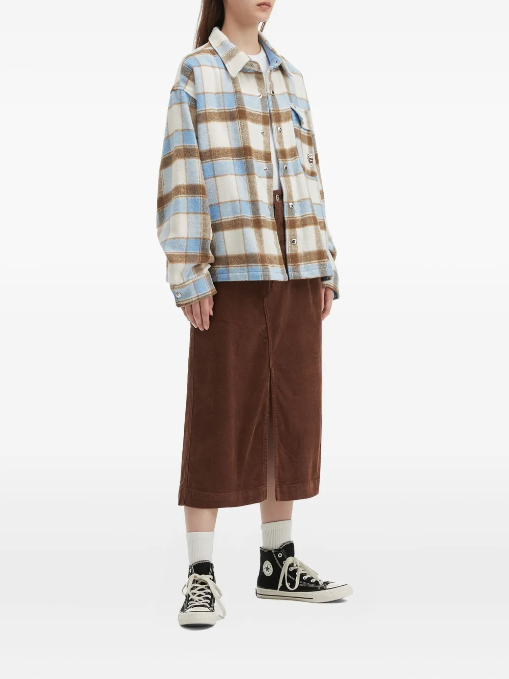 Chocoolate Check Pocket Shirt Jacket In Blue