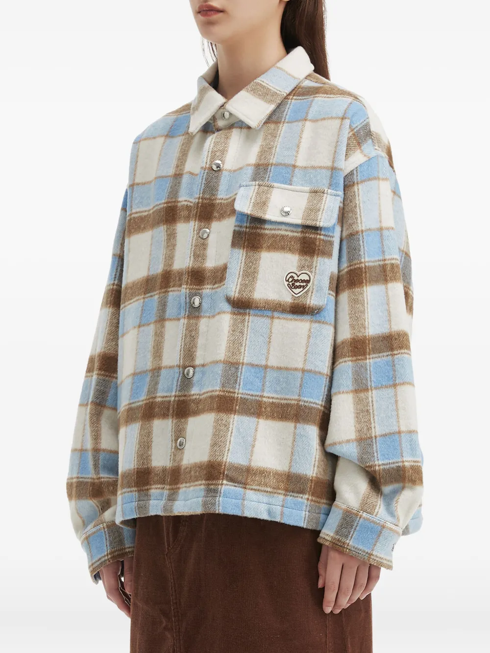 Chocoolate Check Pocket Shirt Jacket In Blue