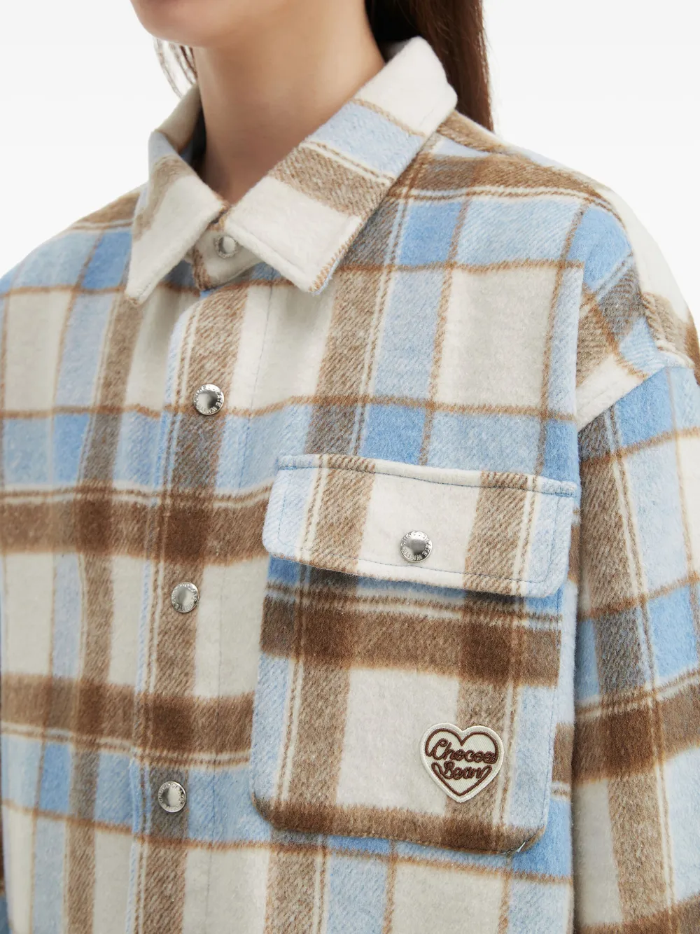 Chocoolate Check Pocket Shirt Jacket In Blue