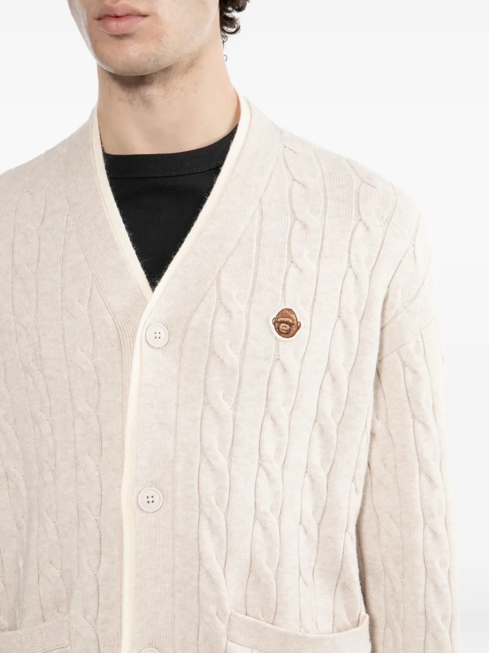 Aape By A Bathing Ape Logo-embroidered Cardigan In Neutral