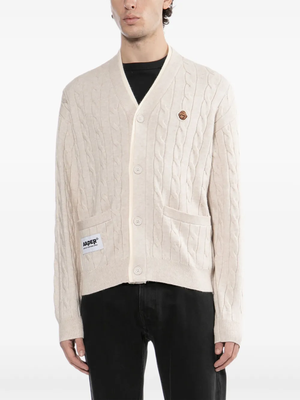 Aape By A Bathing Ape Logo-embroidered Cardigan In Neutral