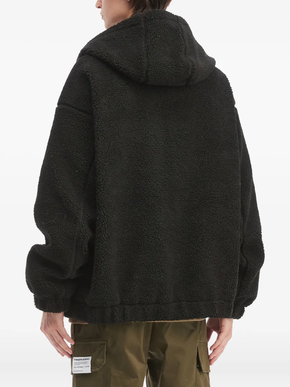 FINGERCROXX Fleece jack met capuchon en borduurwerk Zwart