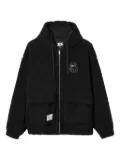 FINGERCROXX embroidered fleece hooded jacket - Black