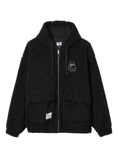 FINGERCROXX embroidered fleece hooded jacket