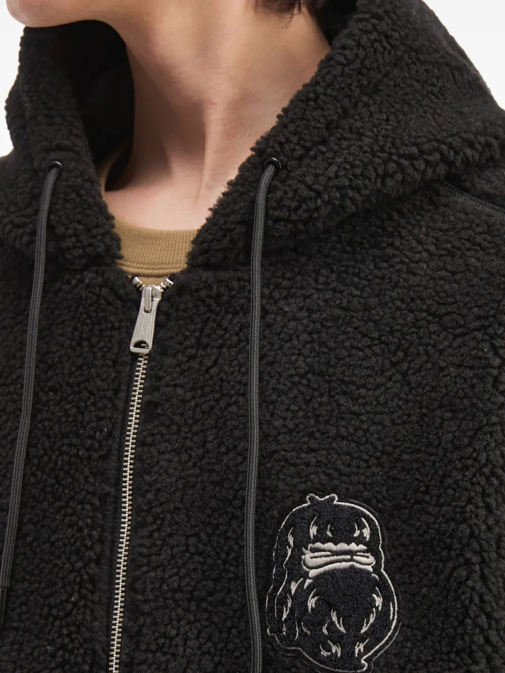 FINGERCROXX Fleece jack met capuchon en borduurwerk Zwart