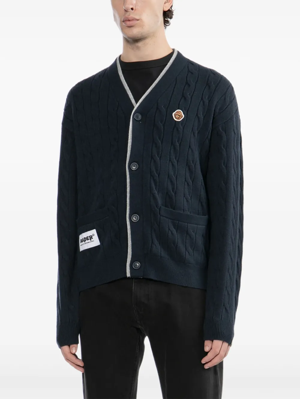 Aape By A Bathing Ape Logo-embroidered Cardigan In Blue