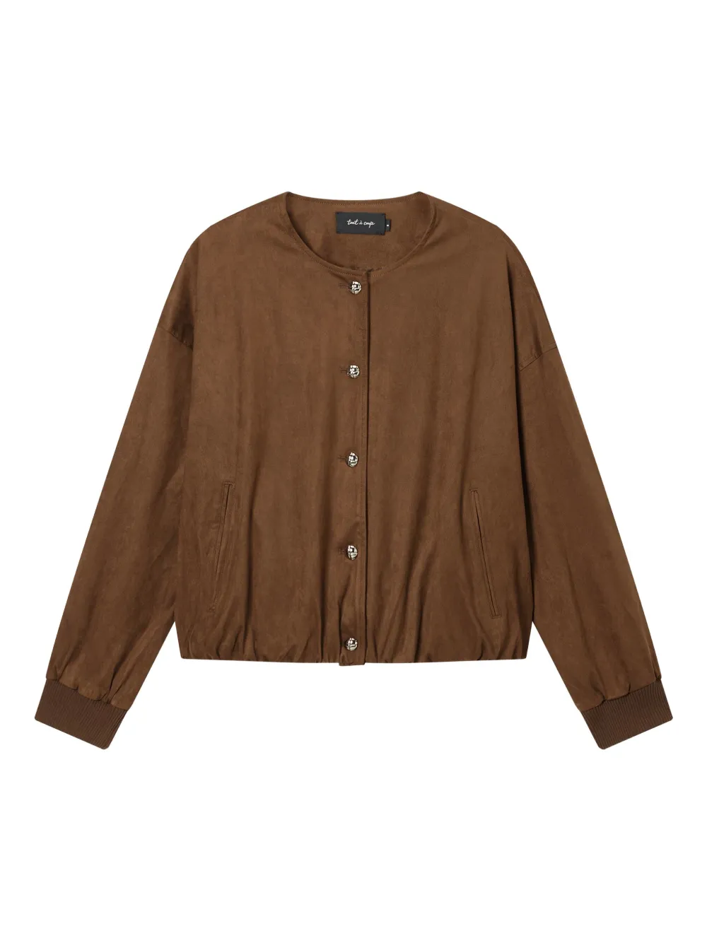 tout a coup button-detailed elastic-hem jacket - ブラウン tout a coup button-detailed elastic-hem jacket - ブラウン