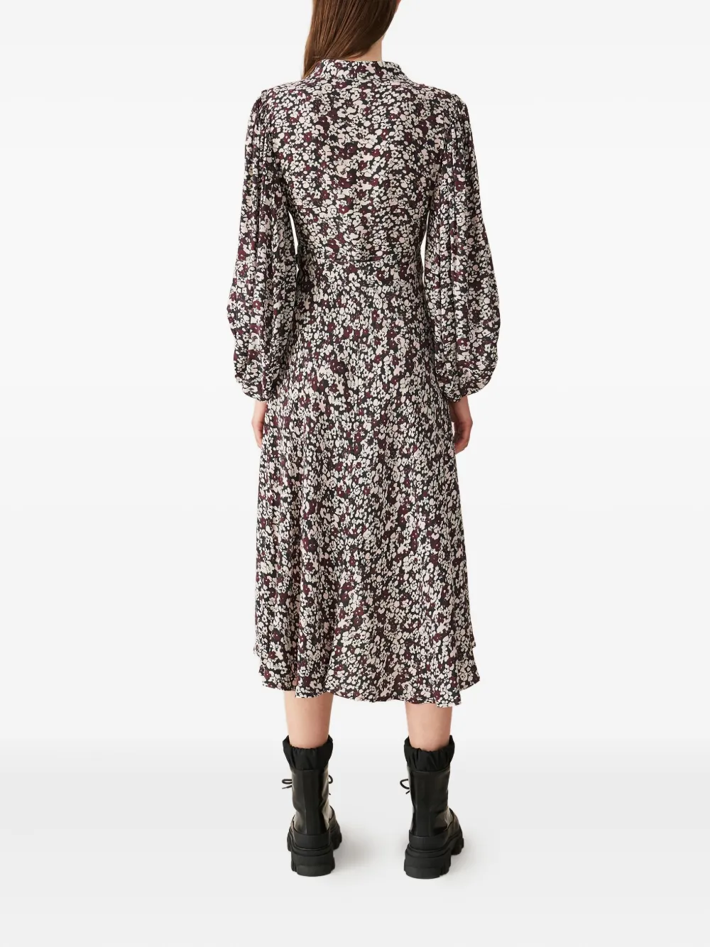 Ganni Floral-print Wrap Midi Dress In Red