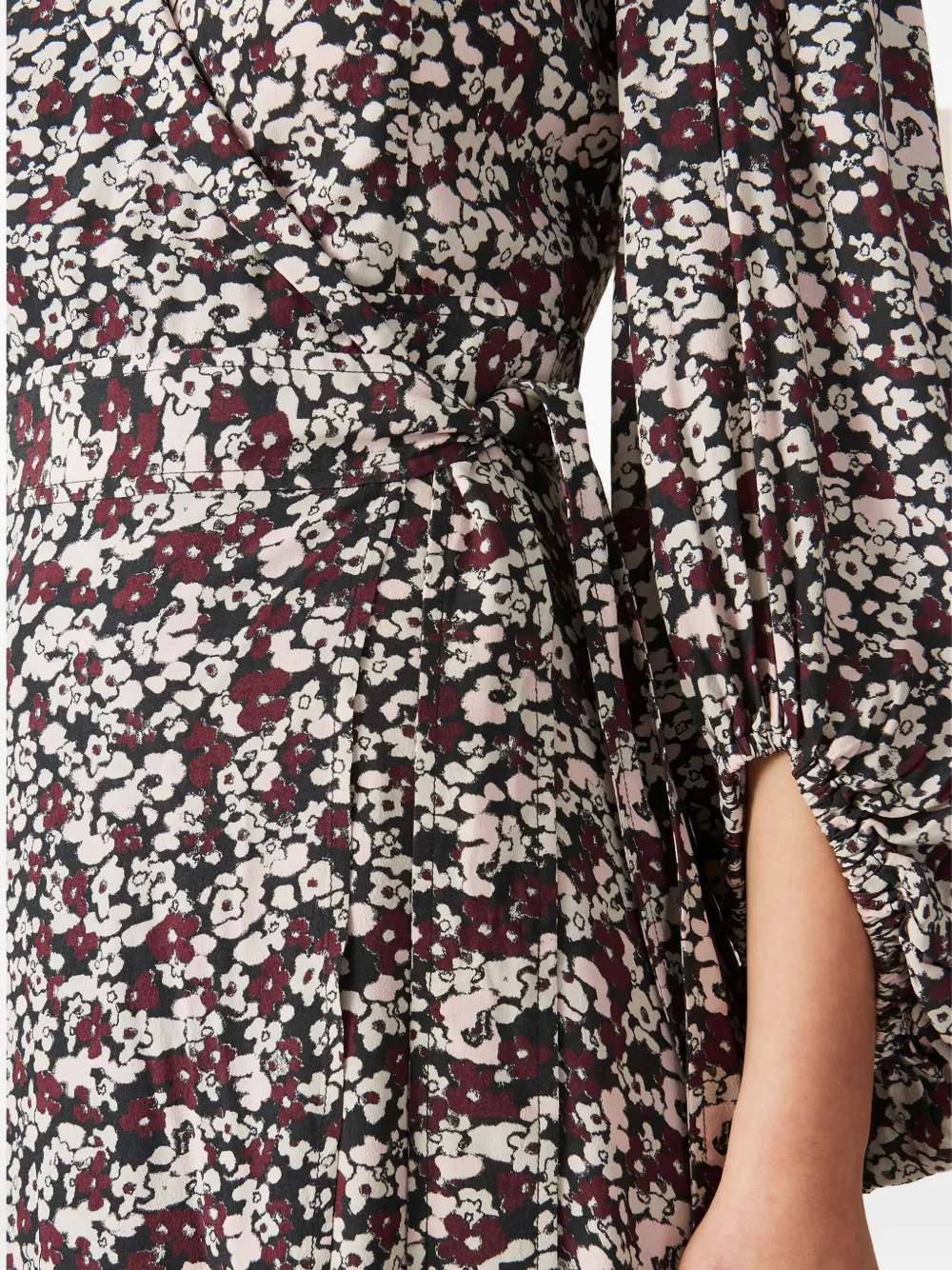 Ganni Floral-print Wrap Midi Dress In Red