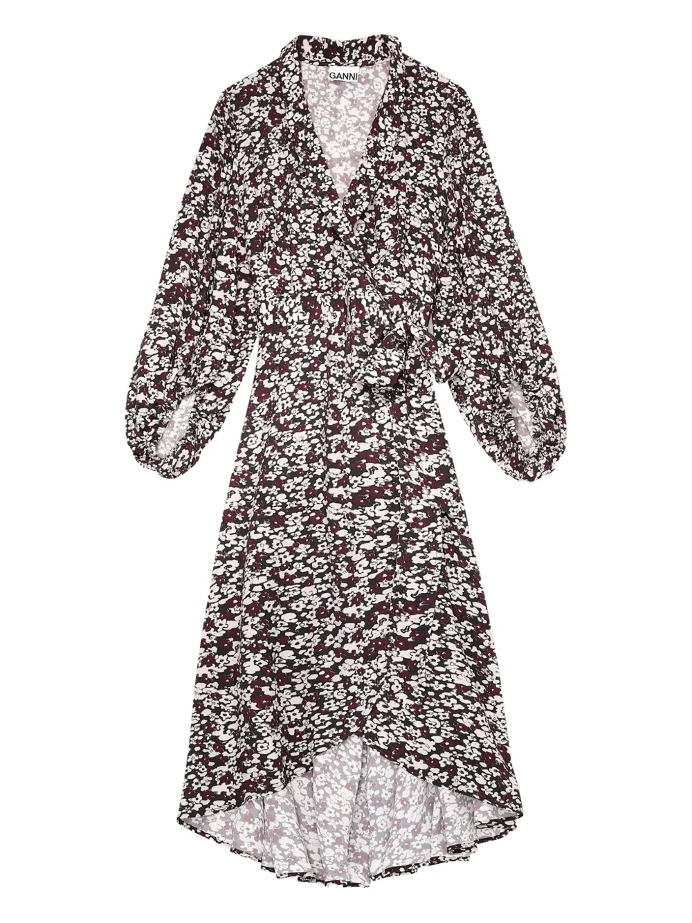 GANNI floral-print wrap midi dress | Red | Image 1