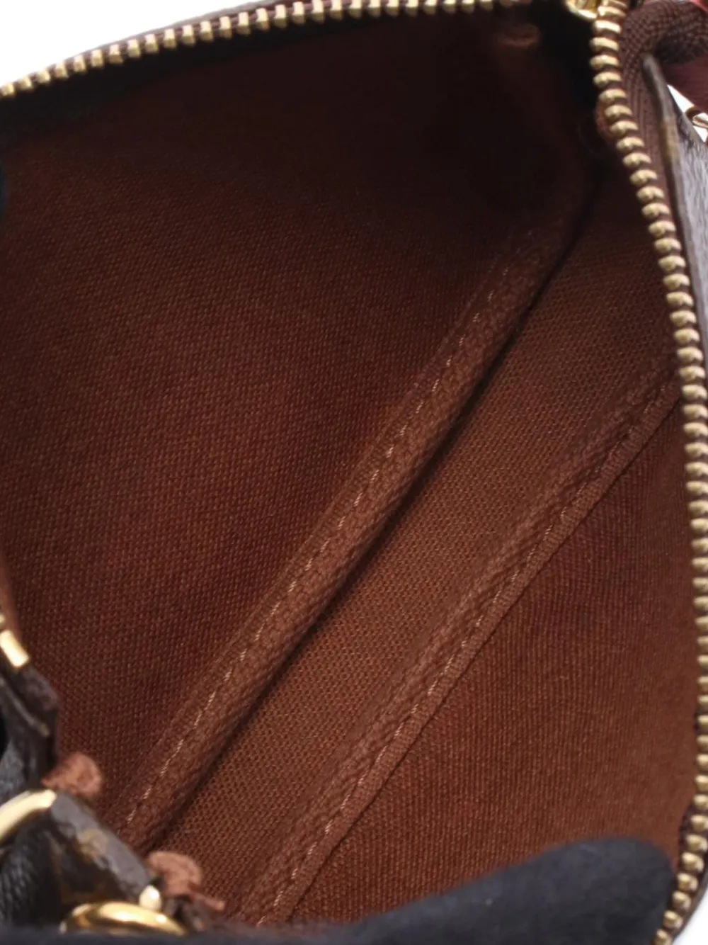 Pre-owned Louis Vuitton 2011 Monogram Illustre Mini Pochette Accessories Handbag In Brown