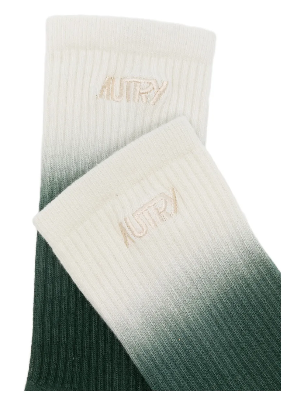 Autry Tye & Dye Embroidered-logo Socks In Green