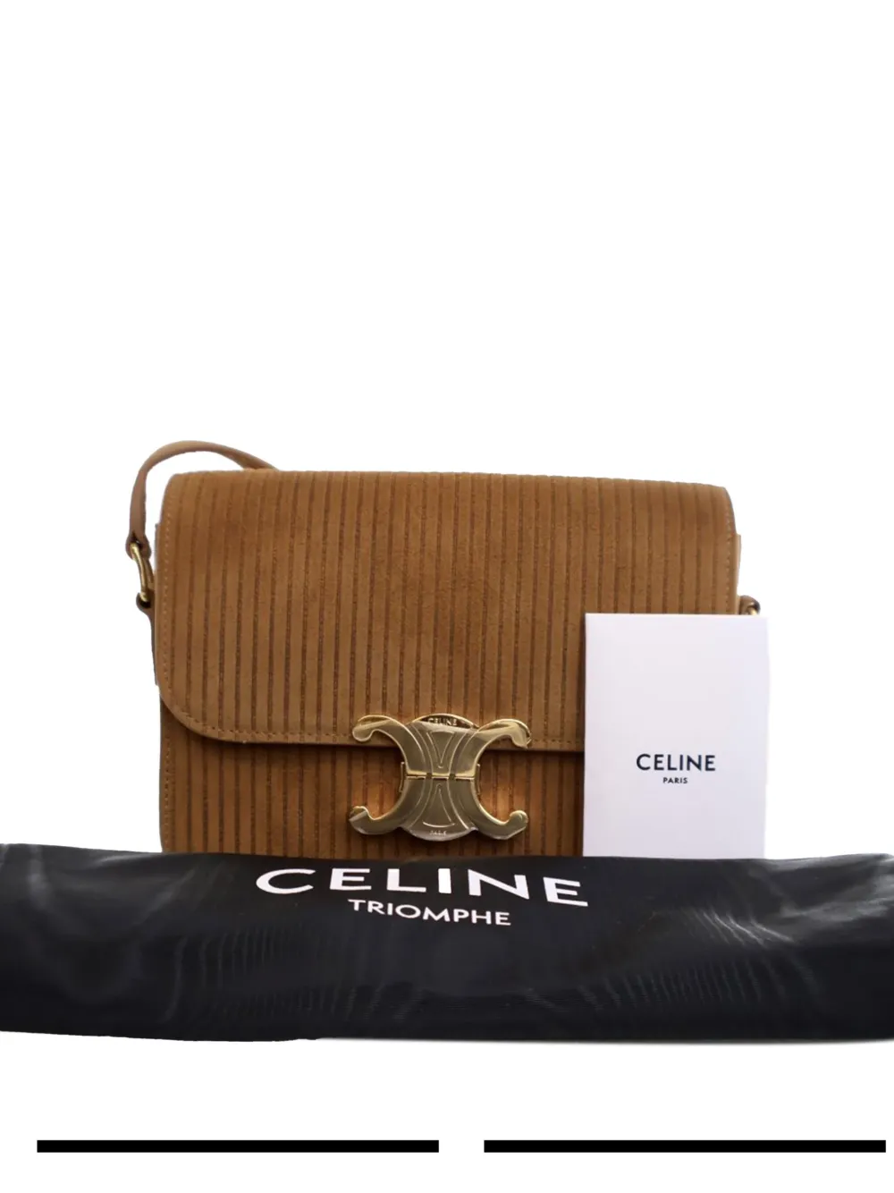 Celine Pre-Owned 2018-2025 Teen Striped Suede Triomphe crossbody bag | Pre-Owned | Image 2