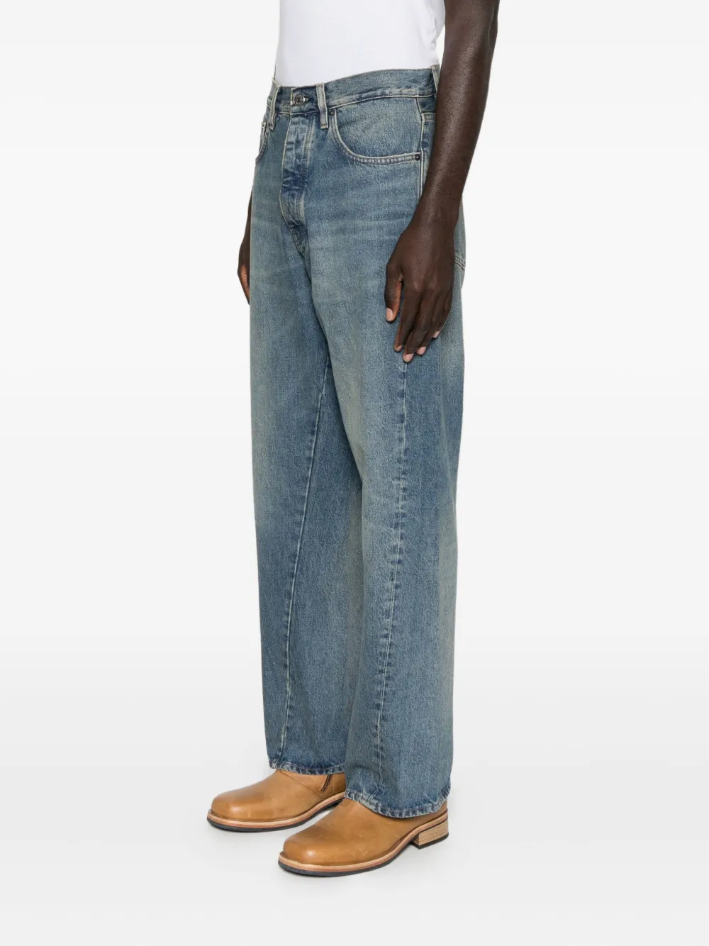 Sunflower Wide-leg Twisted Jeans In Blue