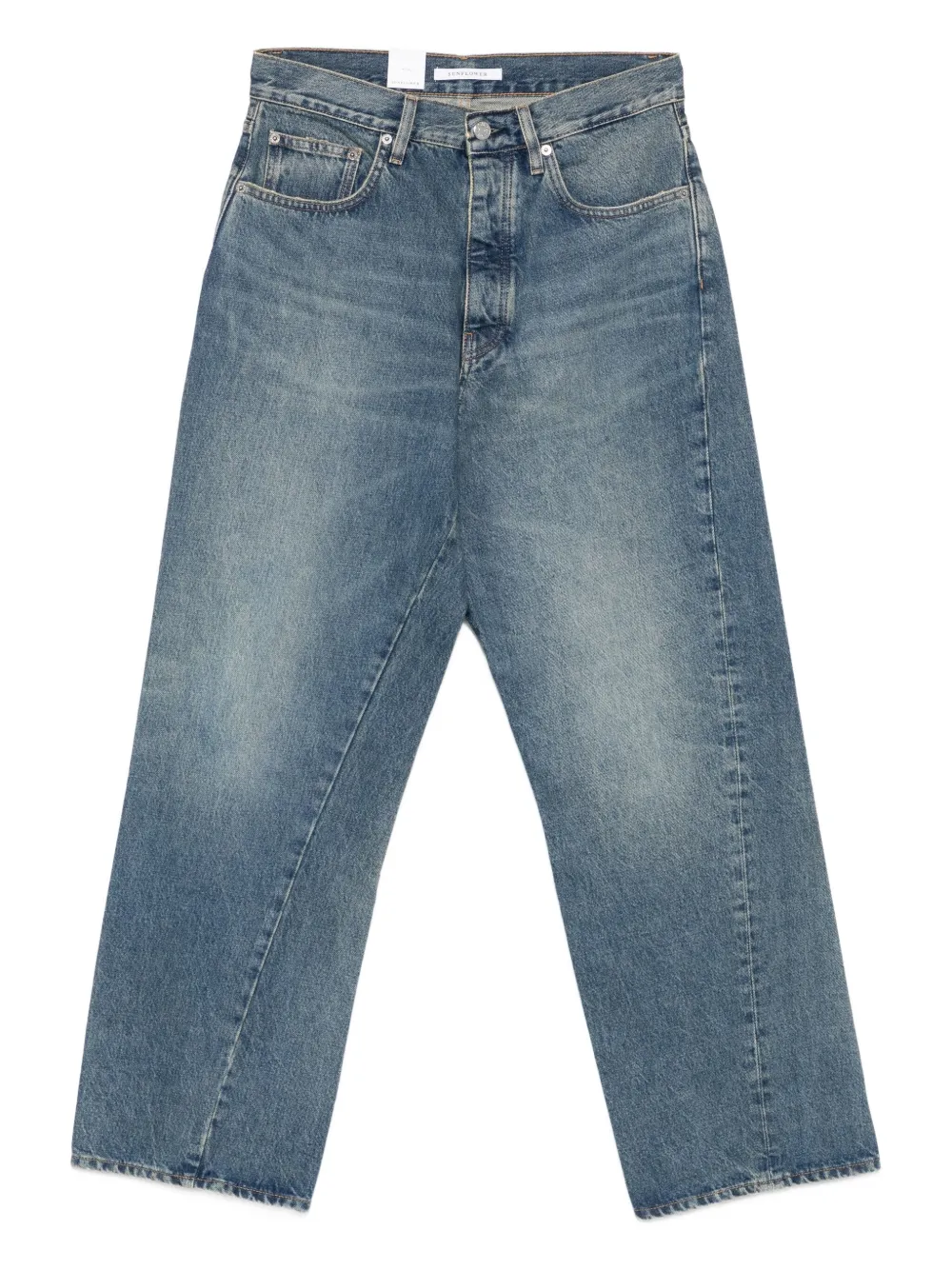 Sunflower Wide-leg Twisted Jeans In Blue