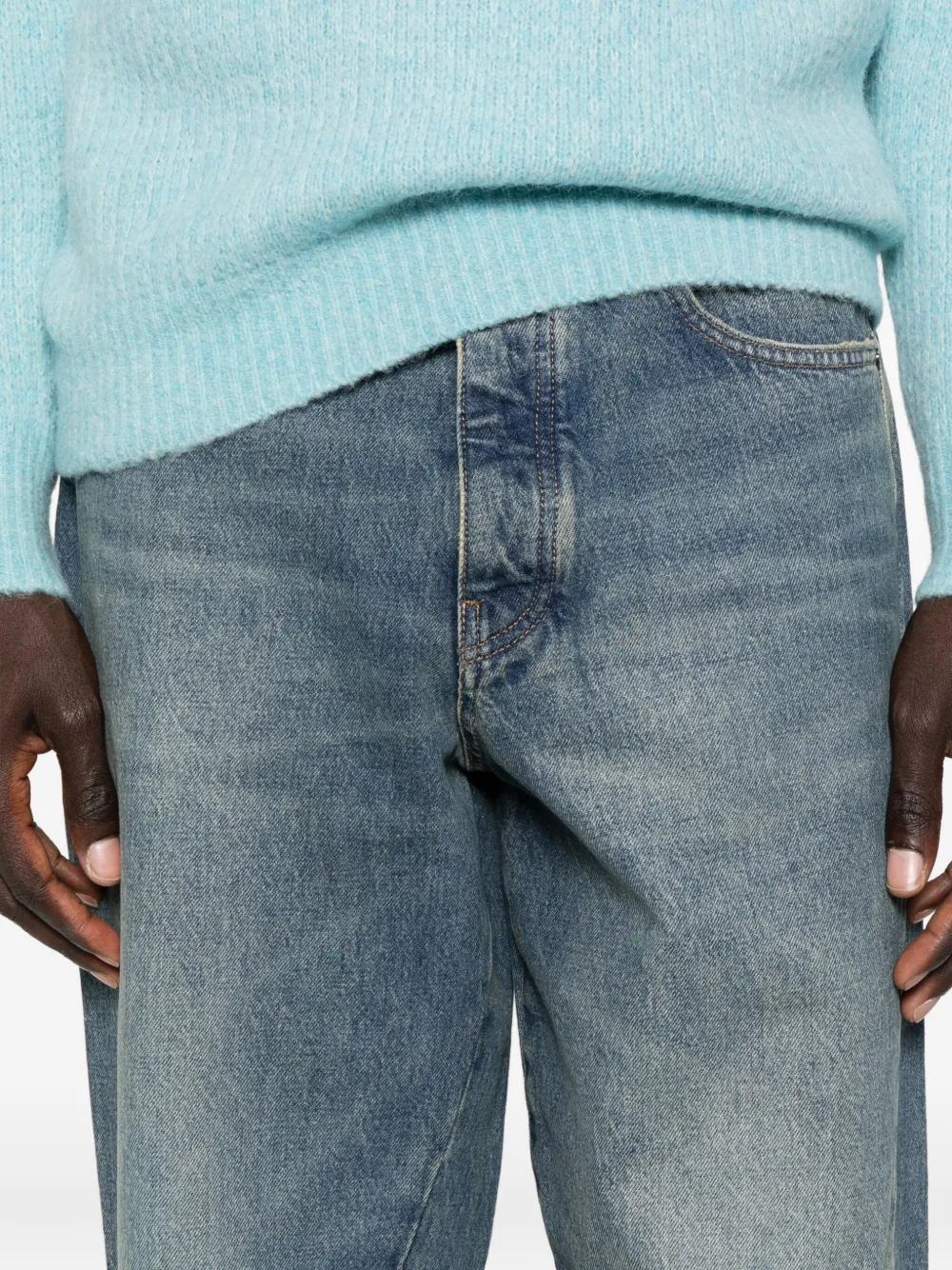 Sunflower Wide-leg Twisted Jeans In Blue