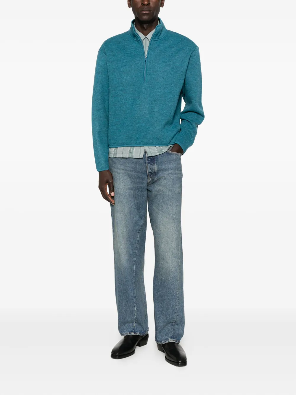 Sunflower Sweater met halve rits - Blauw