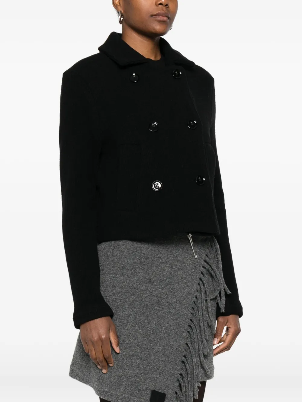Uli Schneider Knit Double-breasted Jacket In Black