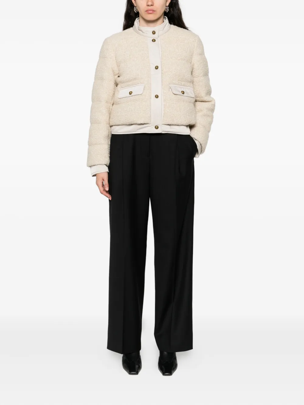 Moncler Button-down Bomber Jacket In Neutral