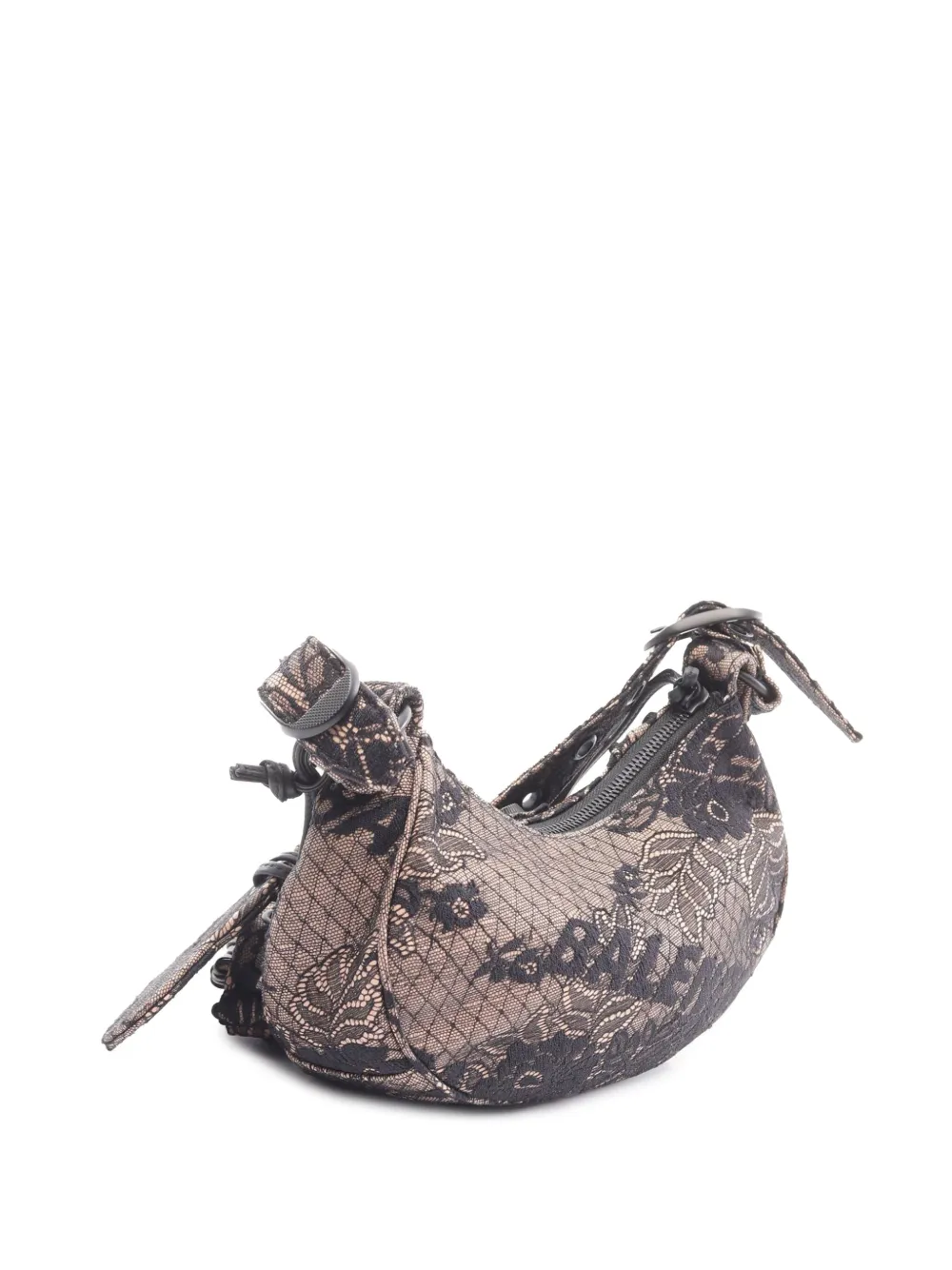 Pre-owned Balenciaga 2005-2025 Canvas Embroidered Motocross Le Cagole Xs Crossbody Bag In Brown