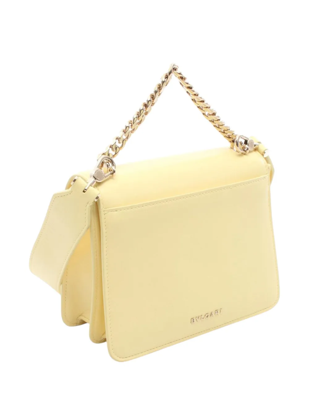 Pre-owned Bvlgari 2010-2025 Leather Serpenti Forever Maxi Chain Top Handle Bag Satchel In Yellow