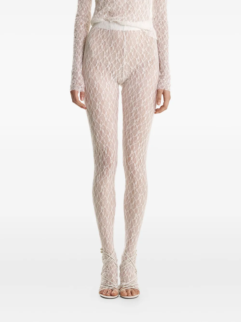 2310 Studio Lace-pattern Trousers In White